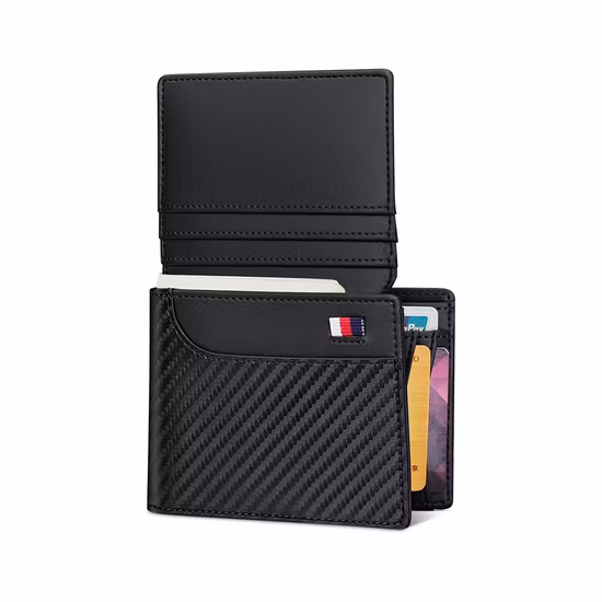 Precio al por mayor de alta calidad de cuero de grano completo RFID Tarjetas de crédito Monedero Monedero para hombres