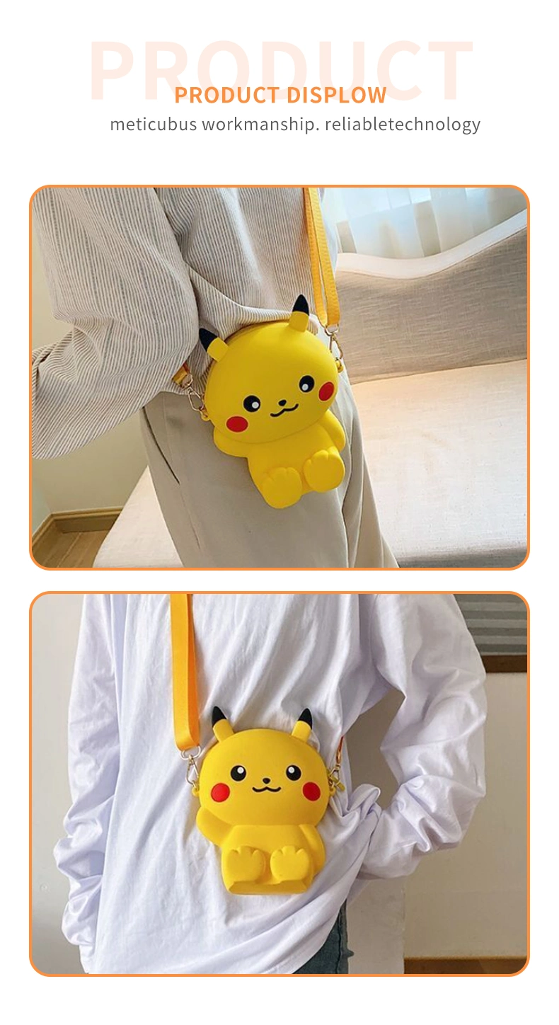 Yellow Small Bag Children′ S Silicone Cartoon Cute Crossbody Bag Single Shoulder Bag Coin Purse Phone Bag